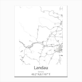 Landau An Der Isar,Germany Minimalist Map Canvas Print