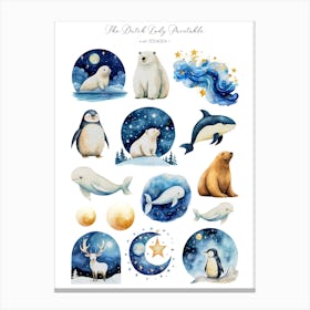 Cute Arctic Animals 1 Canvas Print