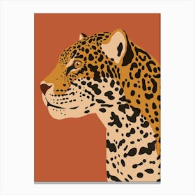 Jungle Safari Jaguar on Red Brown Canvas Print