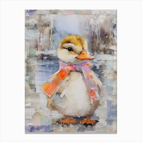Winter Duckling With Scarf Painting 2 Canvas Print