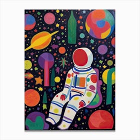 Astronaut Colourful Illustration 6 Canvas Print