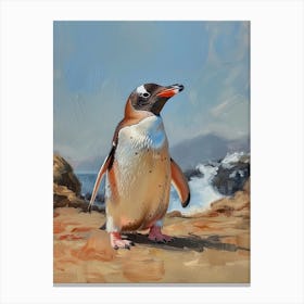 Adlie Penguin Cuverville Island Oil Painting 1 Canvas Print