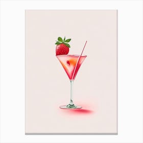 Strawberry Caipirinha, Cocktail, Drink Marker Art Illustration Canvas Print