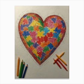 Heart With Puzzle Pieces Canvas Print