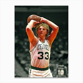 Larry Bird Of The Boston Celtics Shoots A Free Throw Against The Indiana Pacers Canvas Print