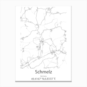 Schmelz,Germany Minimalist Map Canvas Print