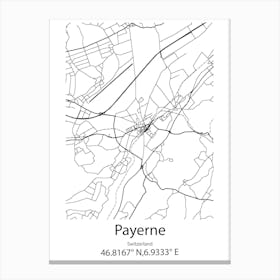 Payerne,Switzerland Minimalist Map Canvas Print