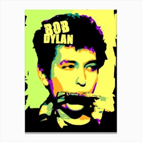 Bob Dylan American Singer in Colorful Pop Art Portrait Lienzo