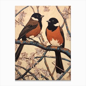 Art Nouveau Birds Poster Magpie 4 Canvas Print
