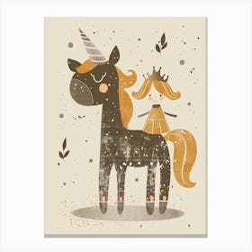 Unicorn & A Princess Mustard Muted Pastels Canvas Print