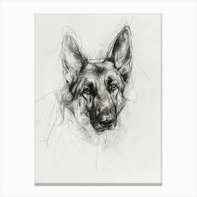 German Shepherd Dog Charcoal Line 2 Canvas Print