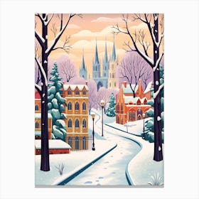 Vintage Winter Travel Illustration Moscow Russia 3 Canvas Print