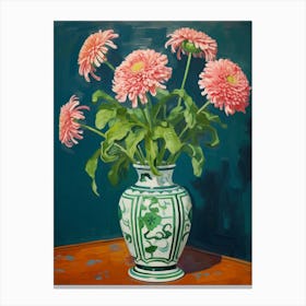 Flowers In A Vase Still Life Painting Chrysanthemum 3 Canvas Print