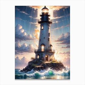 A Lighthouse In The Middle Of The Ocean 3 Canvas Print