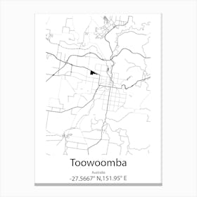 Toowoomba,Australia Minimalist Map Canvas Print