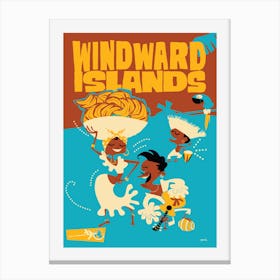 Vintage Travel - Fly Aeromundo To The Windward Isles 1 Canvas Print