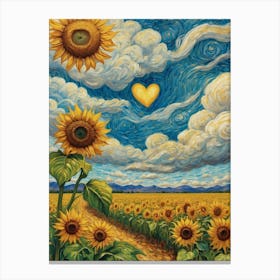 Sunflowers And Clouds Canvas Print