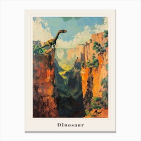 Dinosaur In A Rocky Landscape Painting 1 Poster Canvas Print