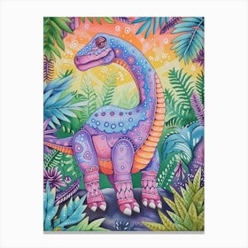 Rainbow Edmontosaurus Dinosaur 1 Canvas Print