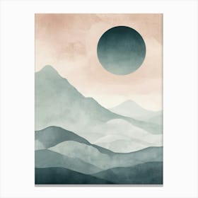Serene Peaks Under A Full Moon Canvas Print