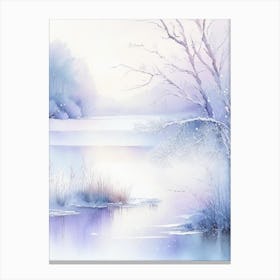 Frozen Lake Waterscape Gouache 2 Canvas Print