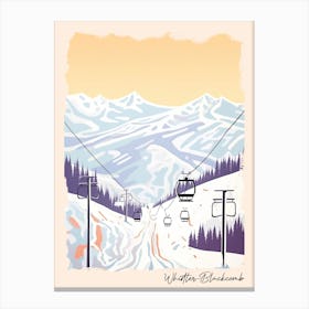Poster Of Whistler Blackcomb   British Columbia, Canada, Ski Resort Pastel Colours Illustration 0 Canvas Print