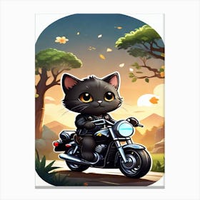 Cat On A Motorcycle 2 Canvas Print