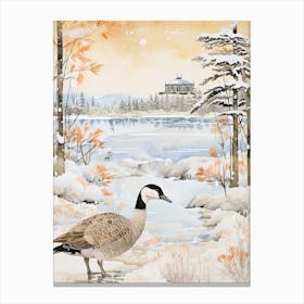 Winter Bird Painting Canada Goose 3 Canvas Print