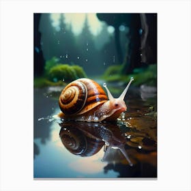 Snail In The Rain Canvas Print