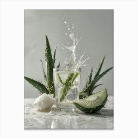 Aloe Vera Water Splash Canvas Print