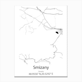 Smizany,Slovakia Minimalist Map Canvas Print