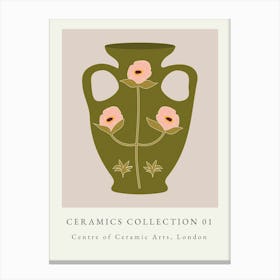 Minimalist Ceramic Vase Green Canvas Print