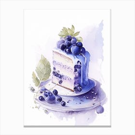 Blueberry Cake Dessert Gouache Flower Canvas Print
