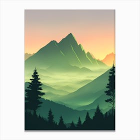 Misty Mountains Vertical Composition In Green Tone 7 Canvas Print