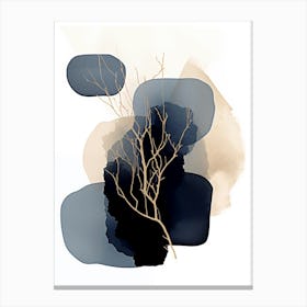 Black, Blue And Gold Abstract Painting 6 Canvas Print