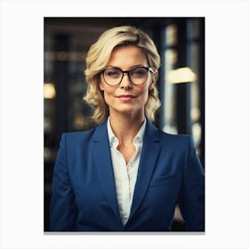 Business Woman With Glasses Canvas Print