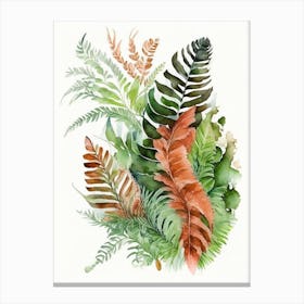 Hen And Chicken Fern Watercolour Canvas Print