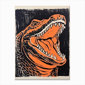 Crocodile, Woodblock Animal Drawing 3 Canvas Print