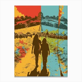 Two People Walking Down A Path Canvas Print