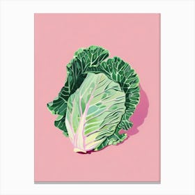 Cabbage Pink Painting Kitchen Vintage Vegetables Canvas Print