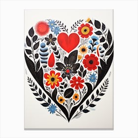 Floral Folky Heart 1 Canvas Print