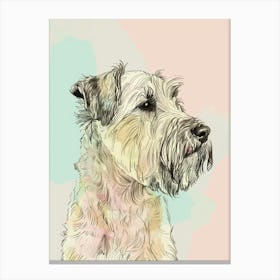 Coated Wheaten Terrier Dog Pastel Line Watercolour Illustration  1 Canvas Print