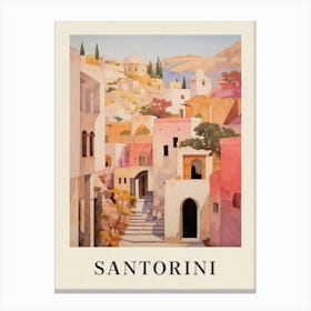 Santorini Greece 2 Vintage Pink Travel Illustration Poster Canvas Print