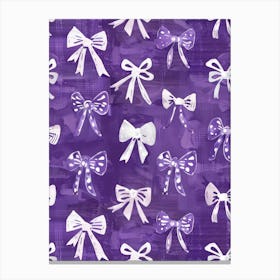 White And Purle Bows 1 Pattern Canvas Print