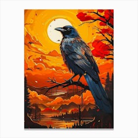 Crow At Sunset Canvas Print