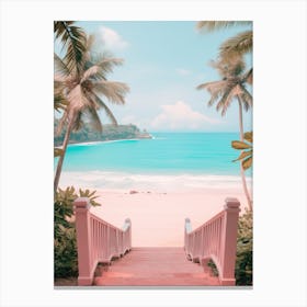 Karon Beach Phuket Thailand Turquoise And Pink Tones 2 Canvas Print