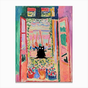 Matisse Open Window With A Cat Funny Animals Canvas Print