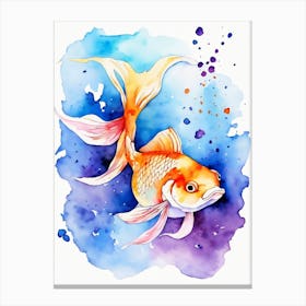 Twin Goldfish Watercolor Painting (72) Canvas Print