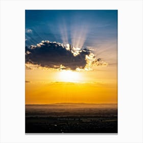 An Idyllic Sunset Unfolds In Heaven Where Beautiful Sun Rays Pierce Through The Clouds Creating A P (2) 2 Canvas Print