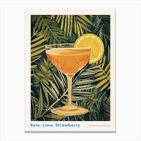 Art Deco Tropical Cocktail With Leaves Poster Canvas Print
